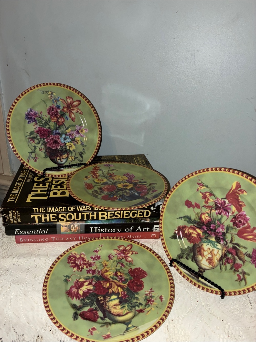 I Godinger 1855 Email de Limoges Decore L Marino Floral Ceramic Plates sets of4